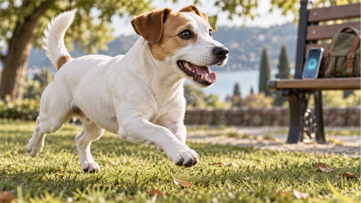 棕白短毛与折耳清晰可见的杰克罗素梗犬轻快奔跑